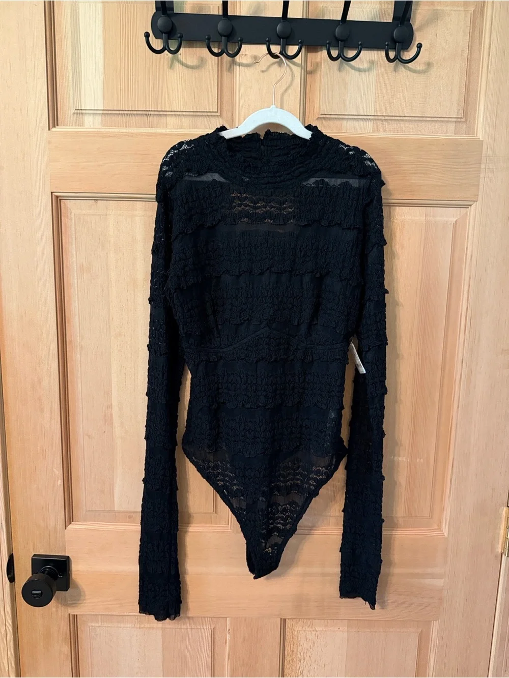 Free People x Intimately FP Angelina Lace Bodysuit in Black Large NWT